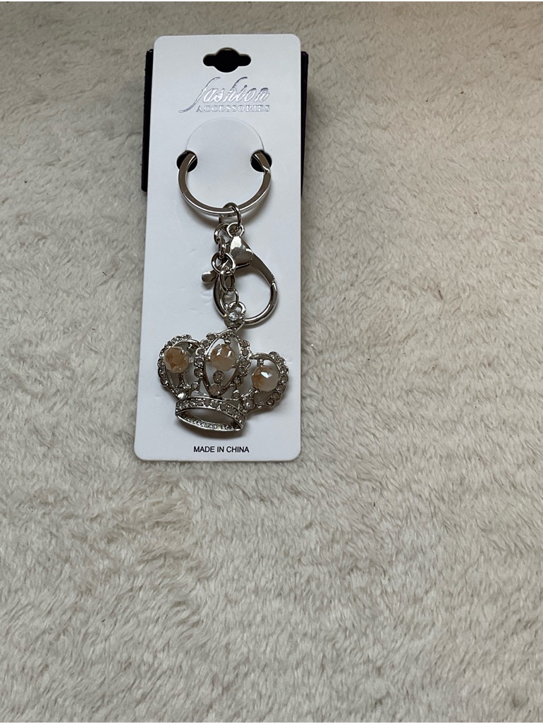 Silver Crown Key  Card Holder Charm